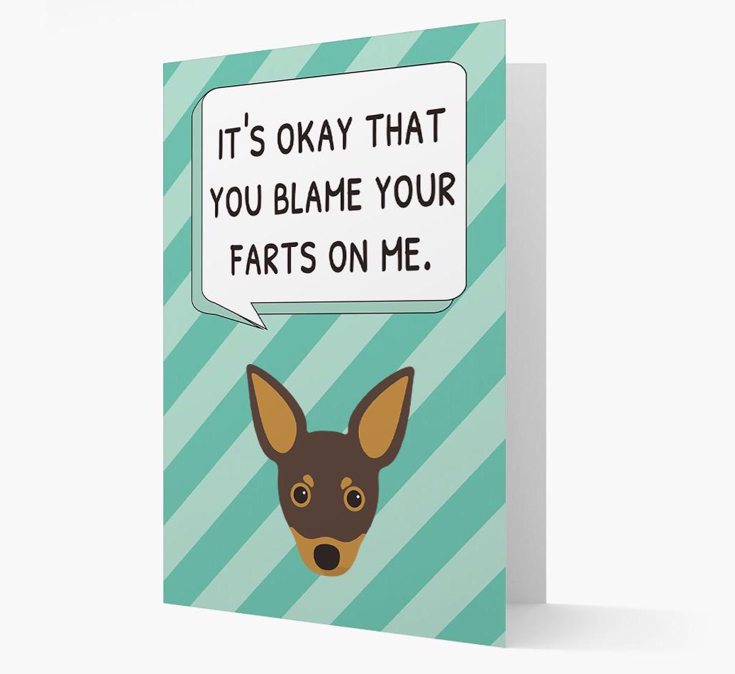 'Blame Your Farts on Me' Card with {breedFullName} Icon