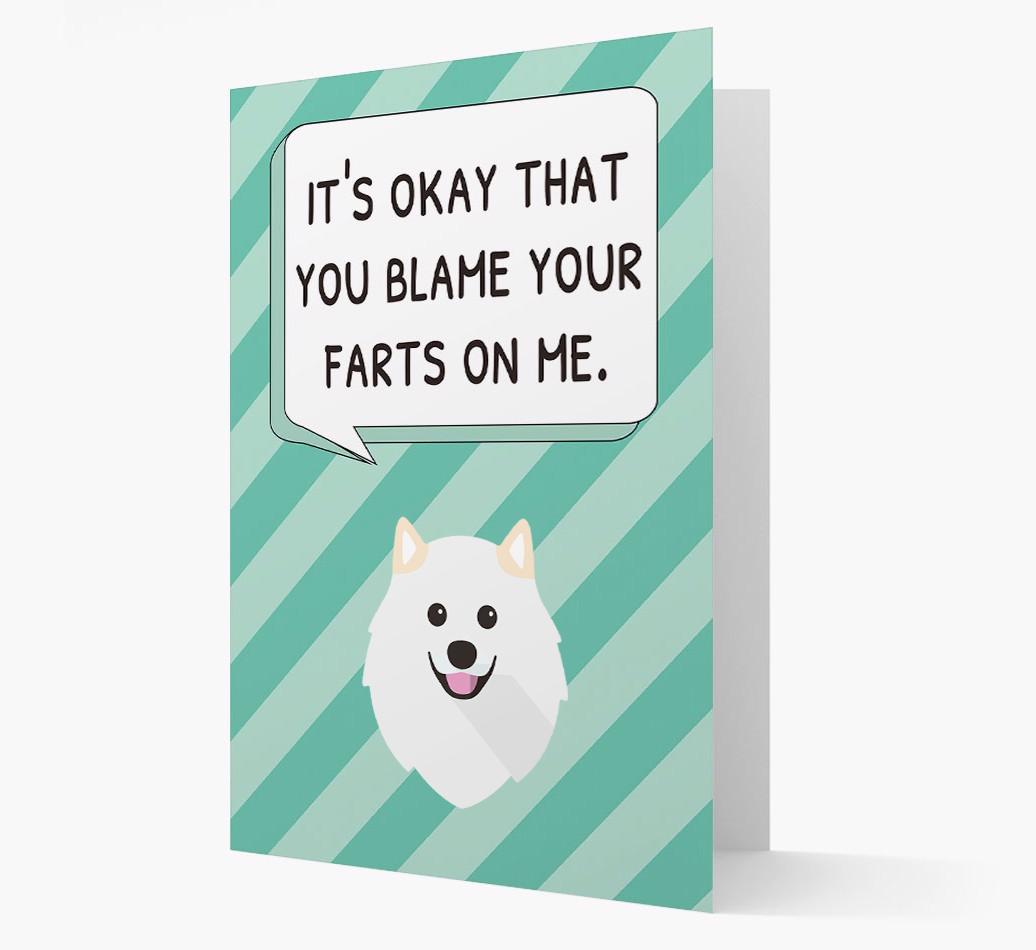 'Blame Your Farts on Me' Card with {breedFullName} Icon