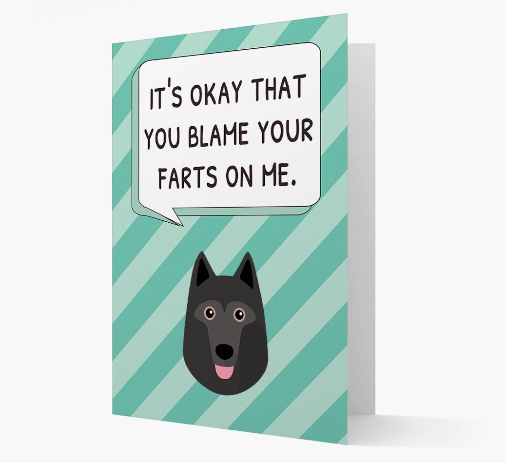 'Blame Your Farts on Me' Card with {breedFullName} Icon
