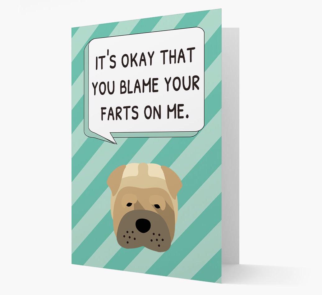 'Blame Your Farts on Me' Card with {breedFullName} Icon