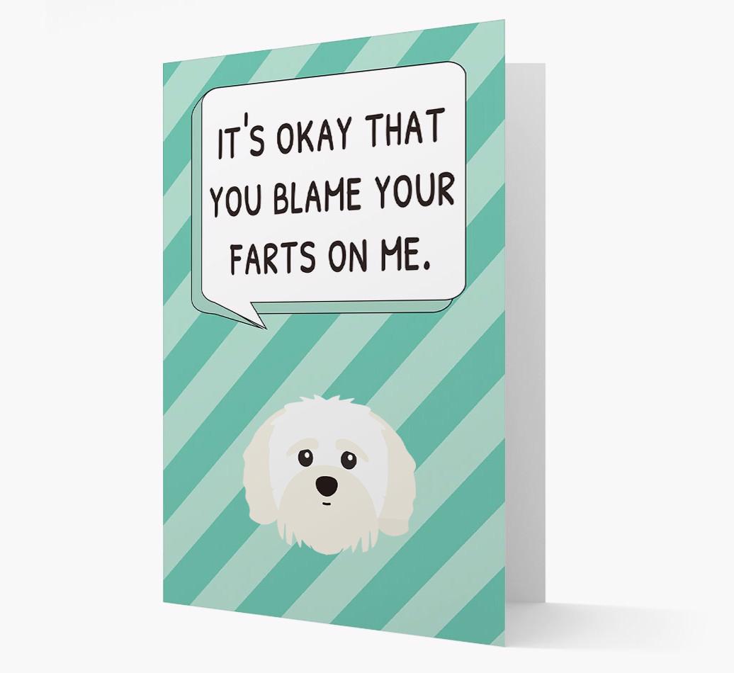 'Blame Your Farts on Me' Card with {breedFullName} Icon