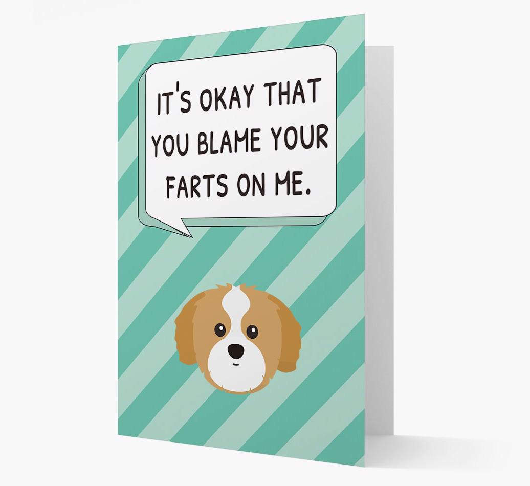 'Blame Your Farts on Me' Card with {breedFullName} Icon