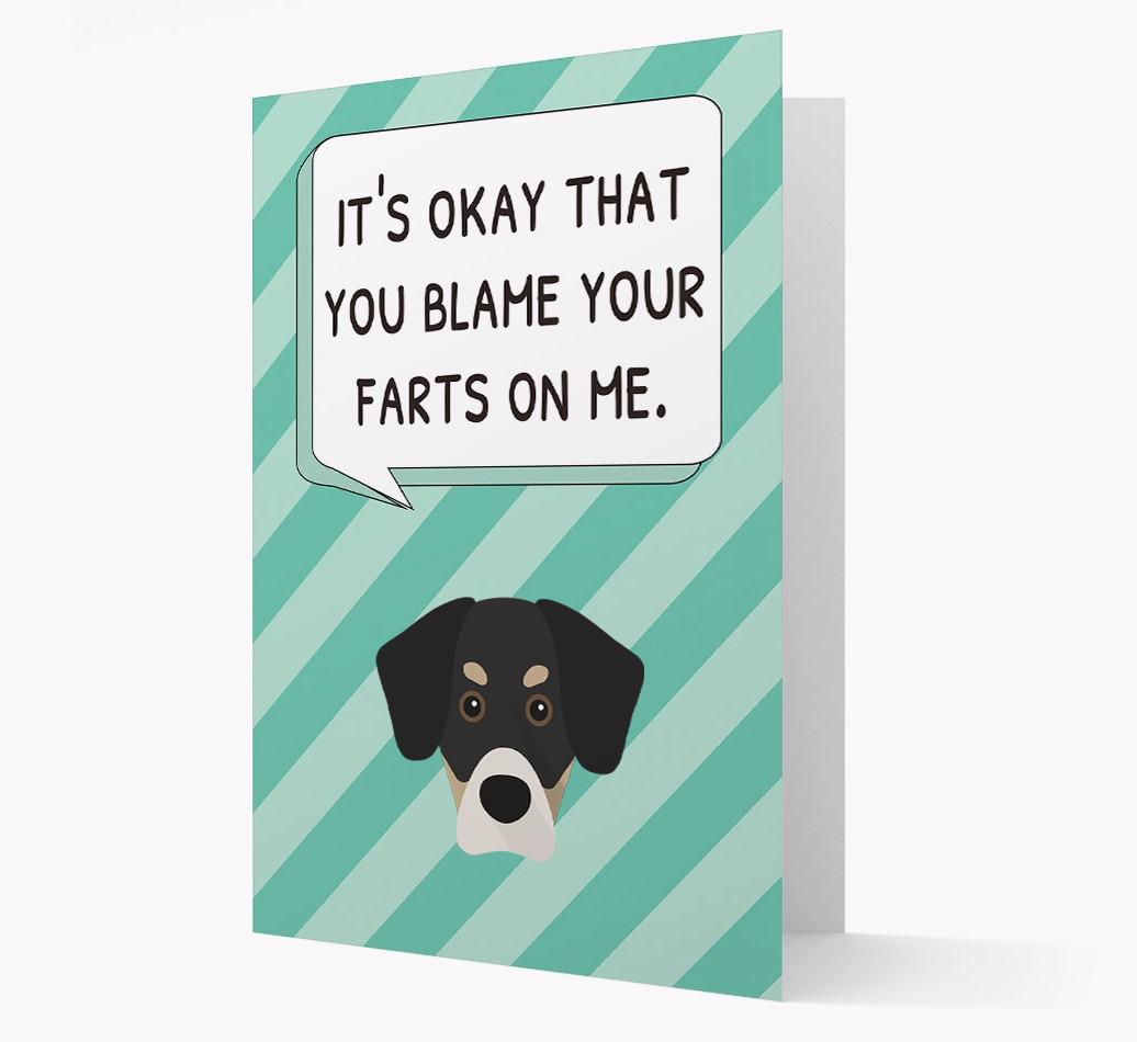 'Blame Your Farts on Me' Card with {breedFullName} Icon
