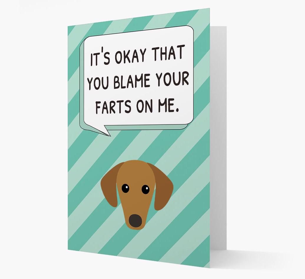 'Blame Your Farts on Me' Card with {breedFullName} Icon