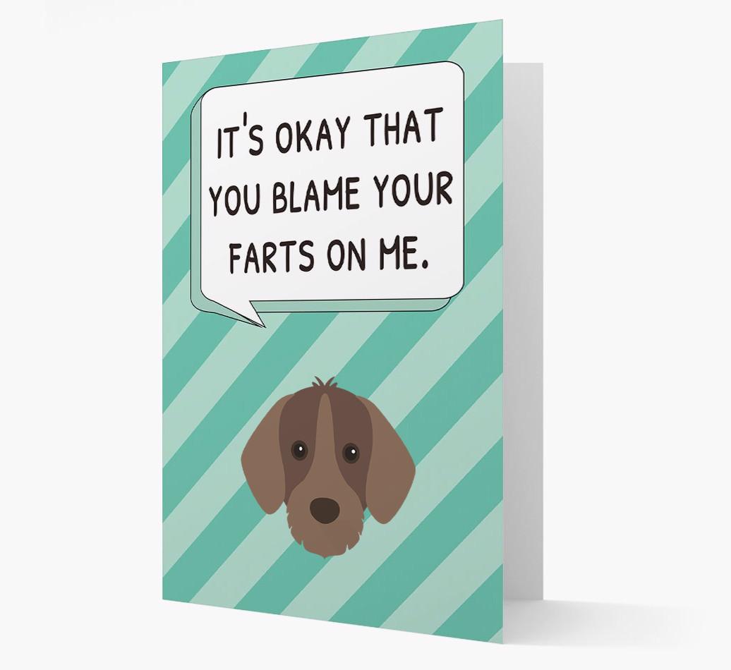 'Blame Your Farts on Me' Card with {breedFullName} Icon