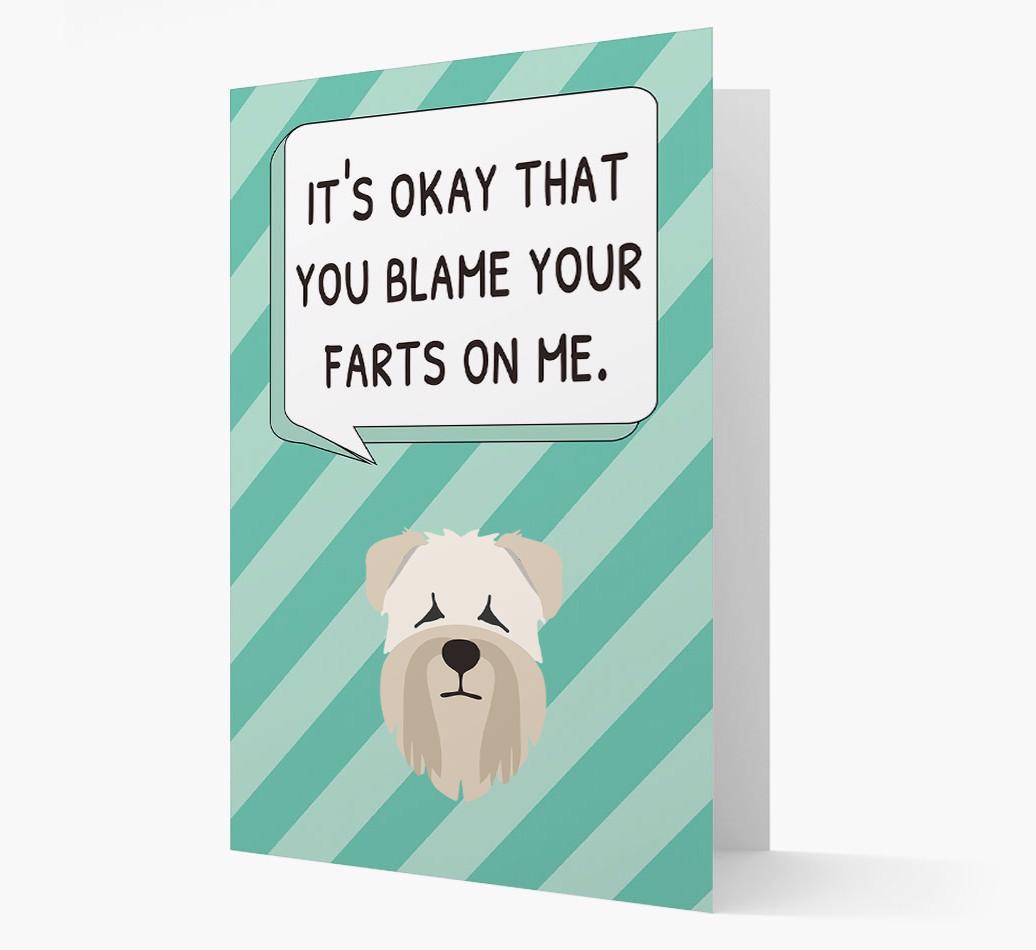 'Blame Your Farts on Me' Card with {breedFullName} Icon