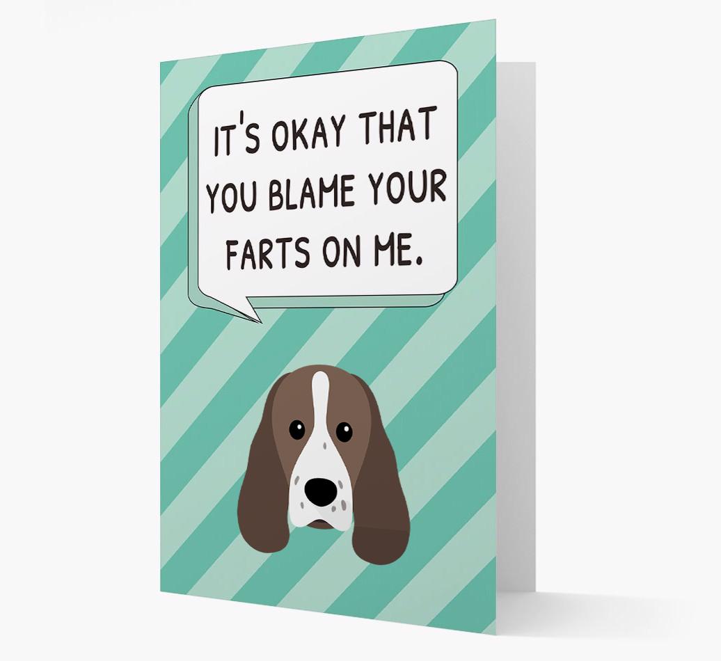'Blame Your Farts on Me' Card with {breedFullName} Icon