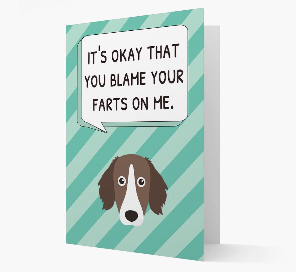 'Blame Your Farts on Me' Card with {breedFullName} Icon
