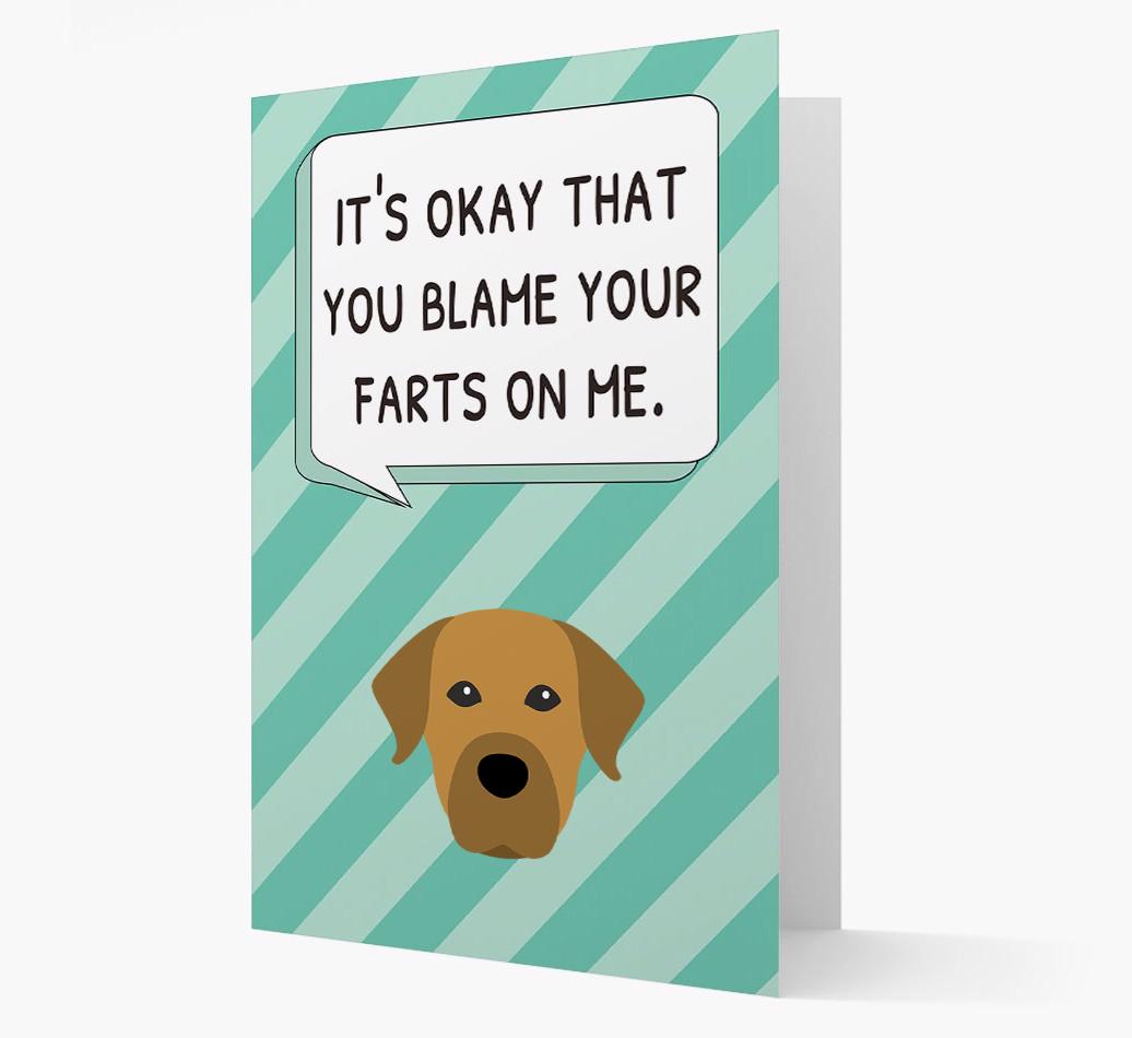 'Blame Your Farts on Me' Card with {breedFullName} Icon