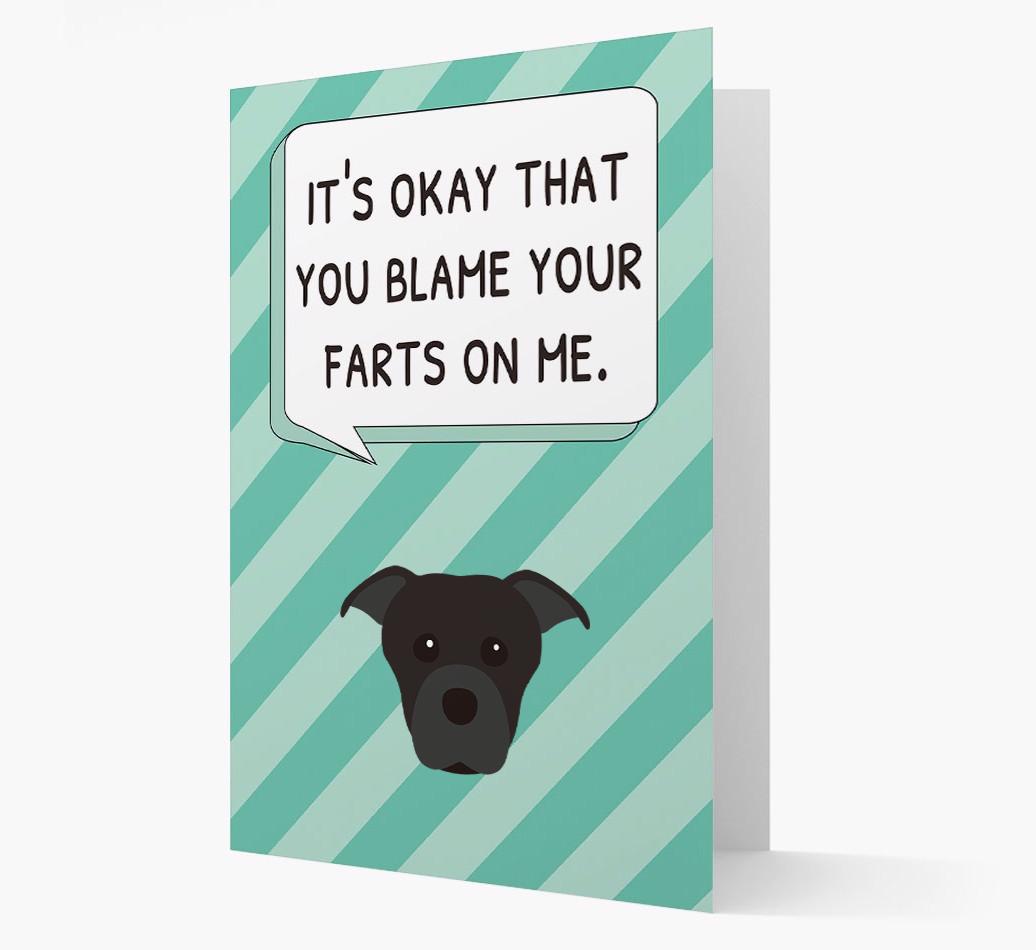 'Blame Your Farts on Me' Card with {breedFullName} Icon
