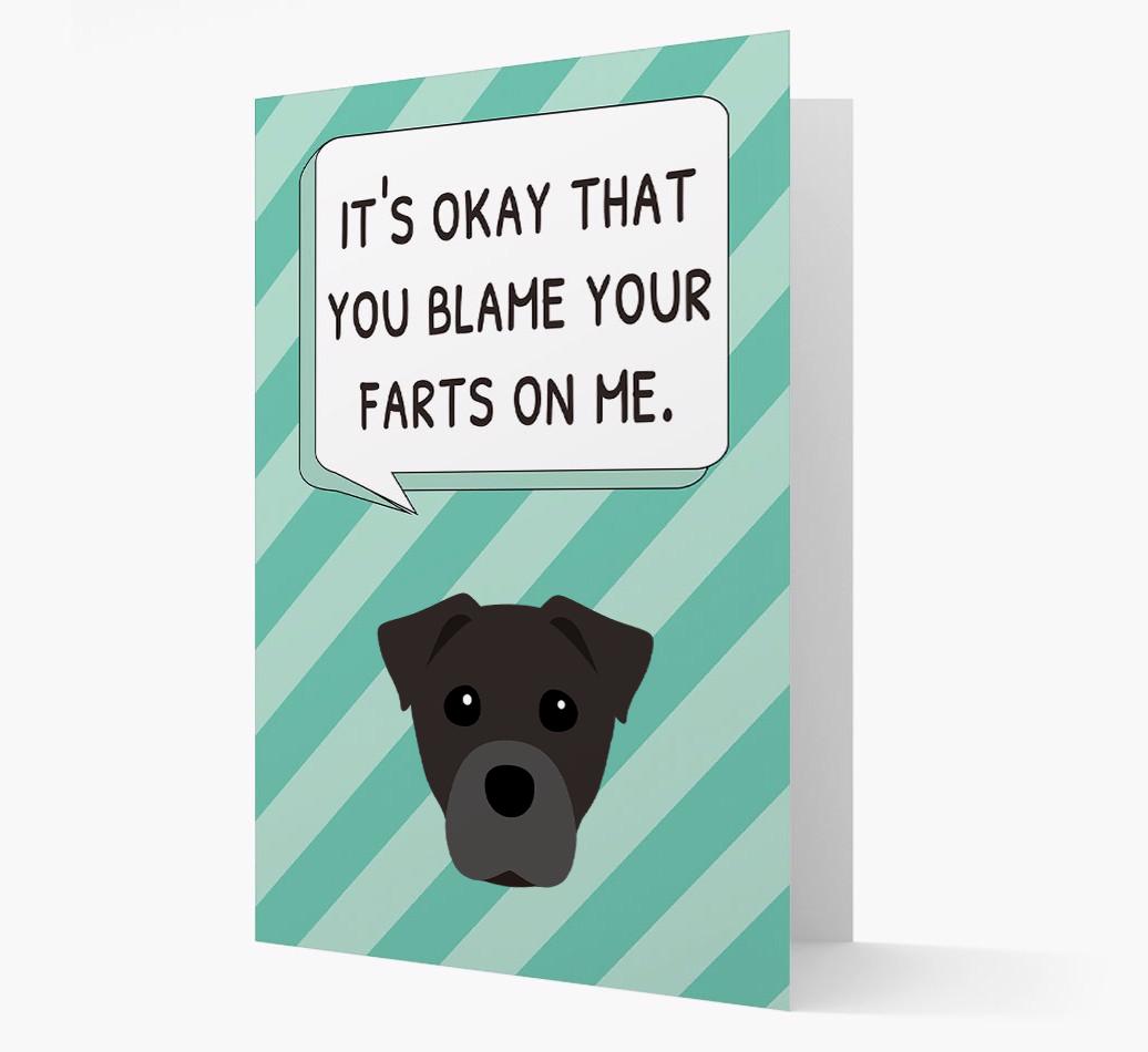 'Blame Your Farts on Me' Card with {breedFullName} Icon