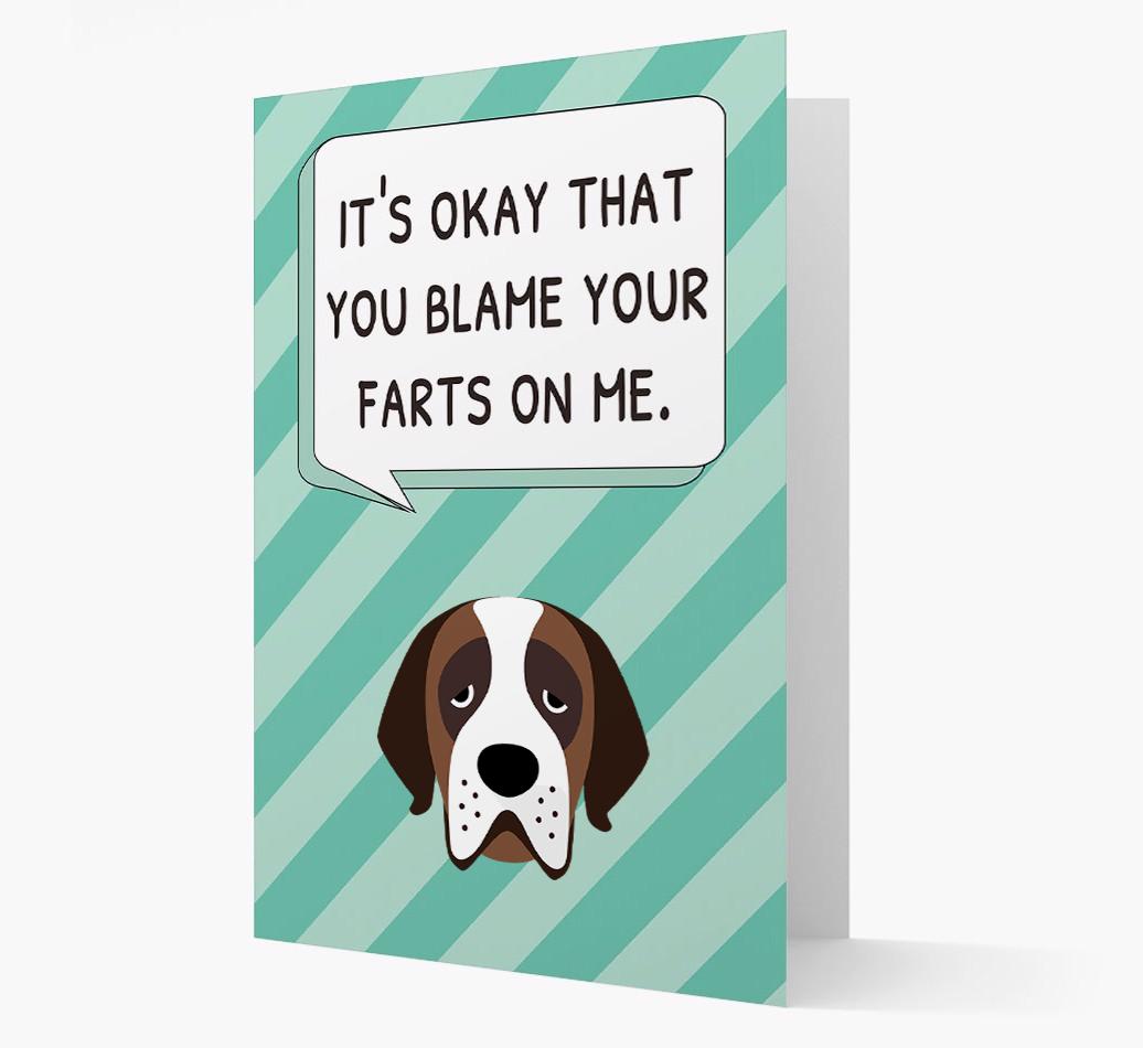 'Blame Your Farts on Me' Card with {breedFullName} Icon