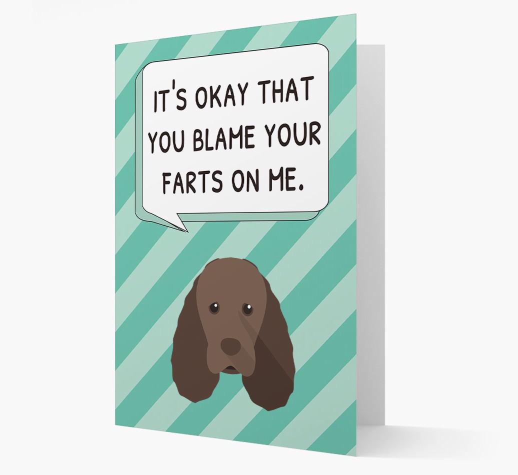 'Blame Your Farts on Me' Card with {breedFullName} Icon