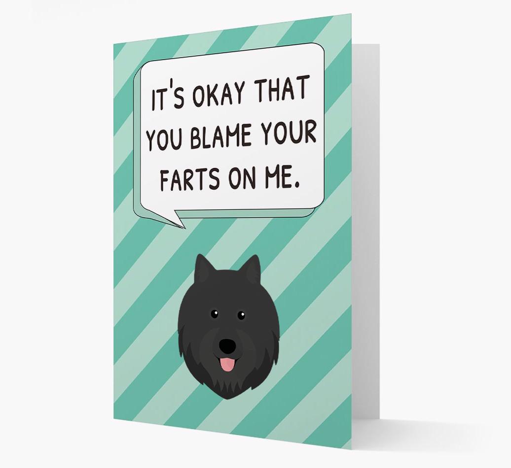 'Blame Your Farts on Me' Card with {breedFullName} Icon
