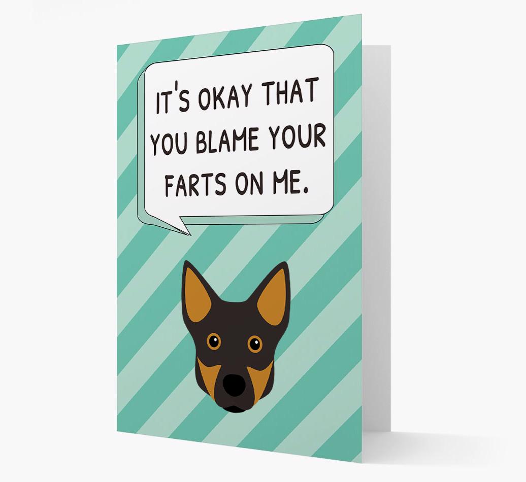 'Blame Your Farts on Me' Card with {breedFullName} Icon