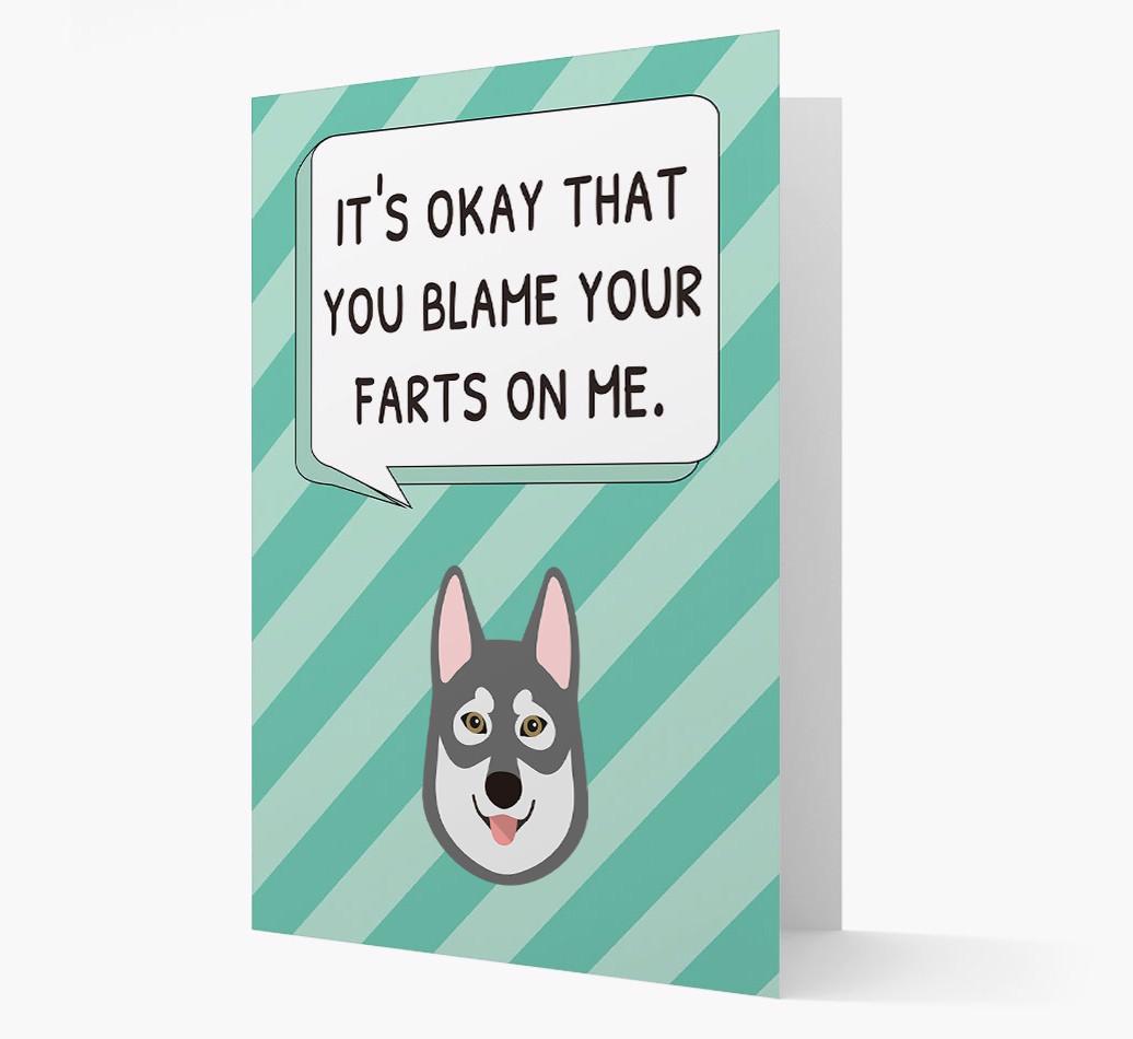 'Blame Your Farts on Me' Card with {breedFullName} Icon