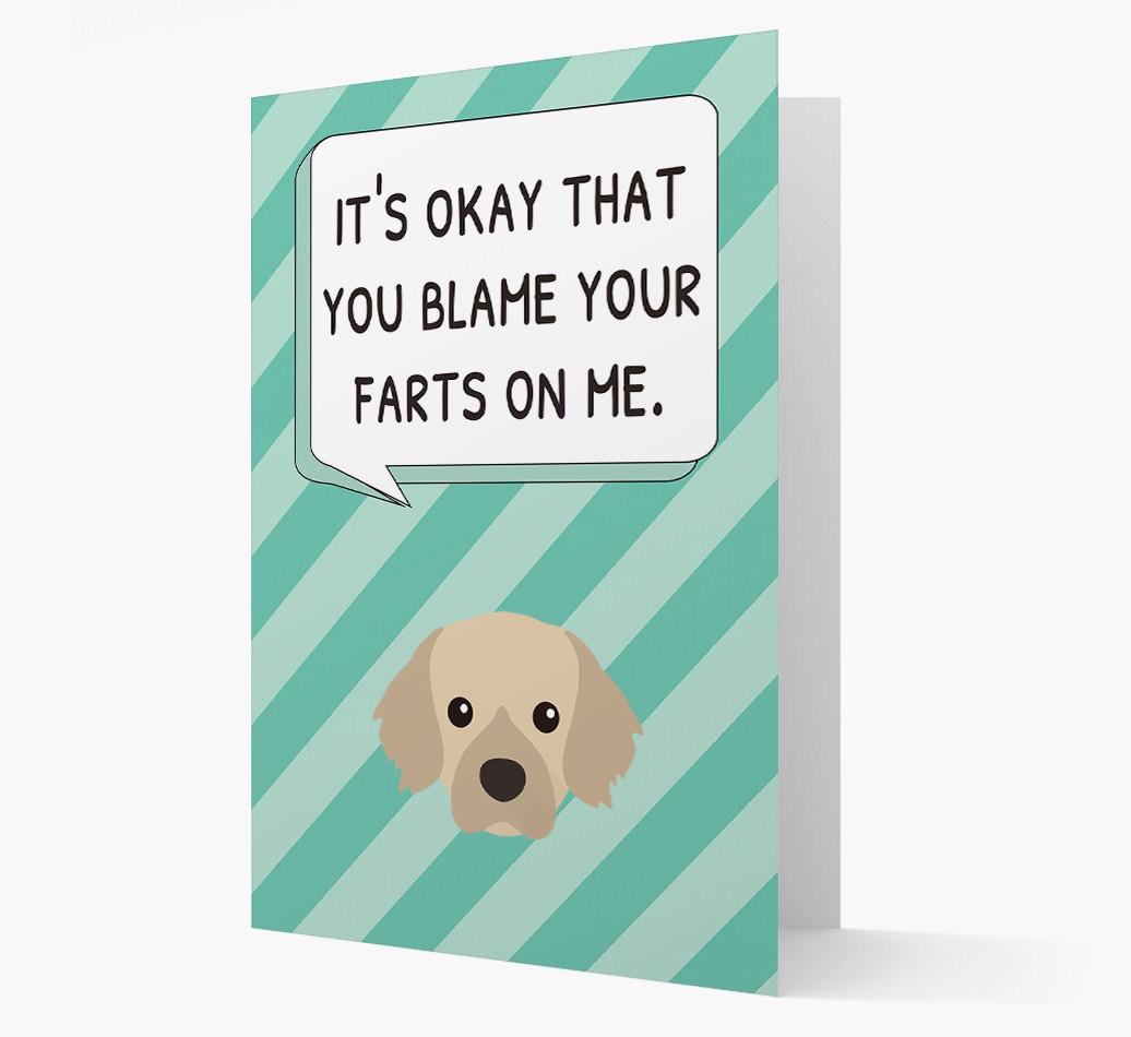'Blame Your Farts on Me' Card with {breedFullName} Icon