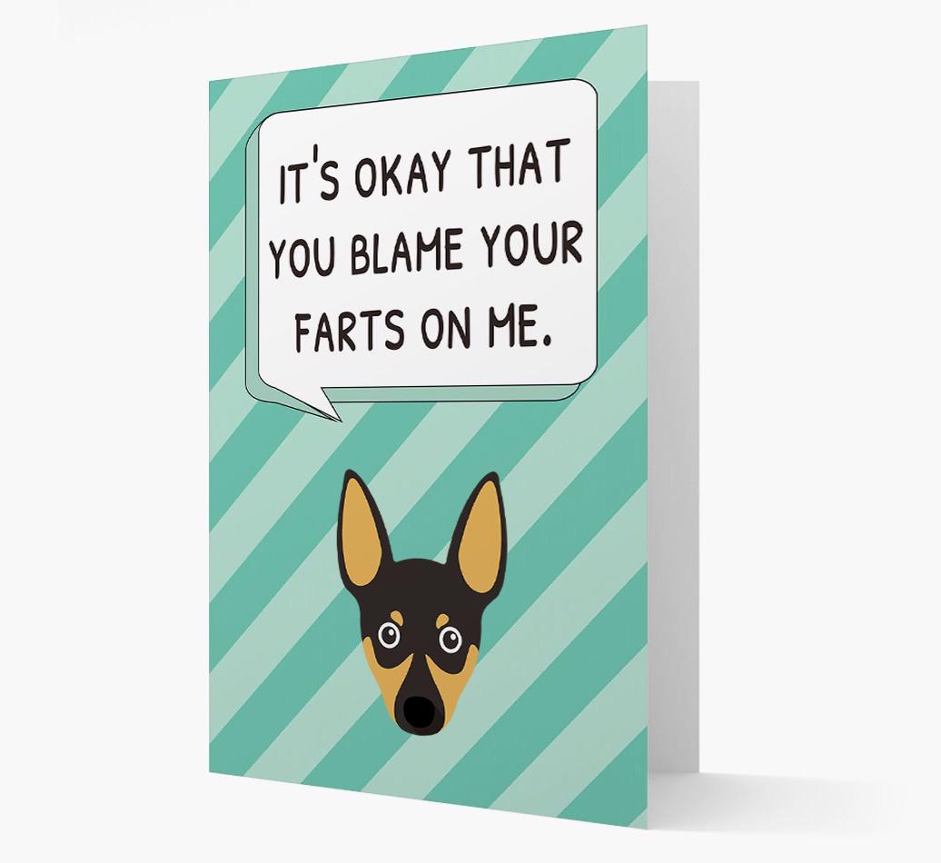 'Blame Your Farts on Me' Card with {breedFullName} Icon