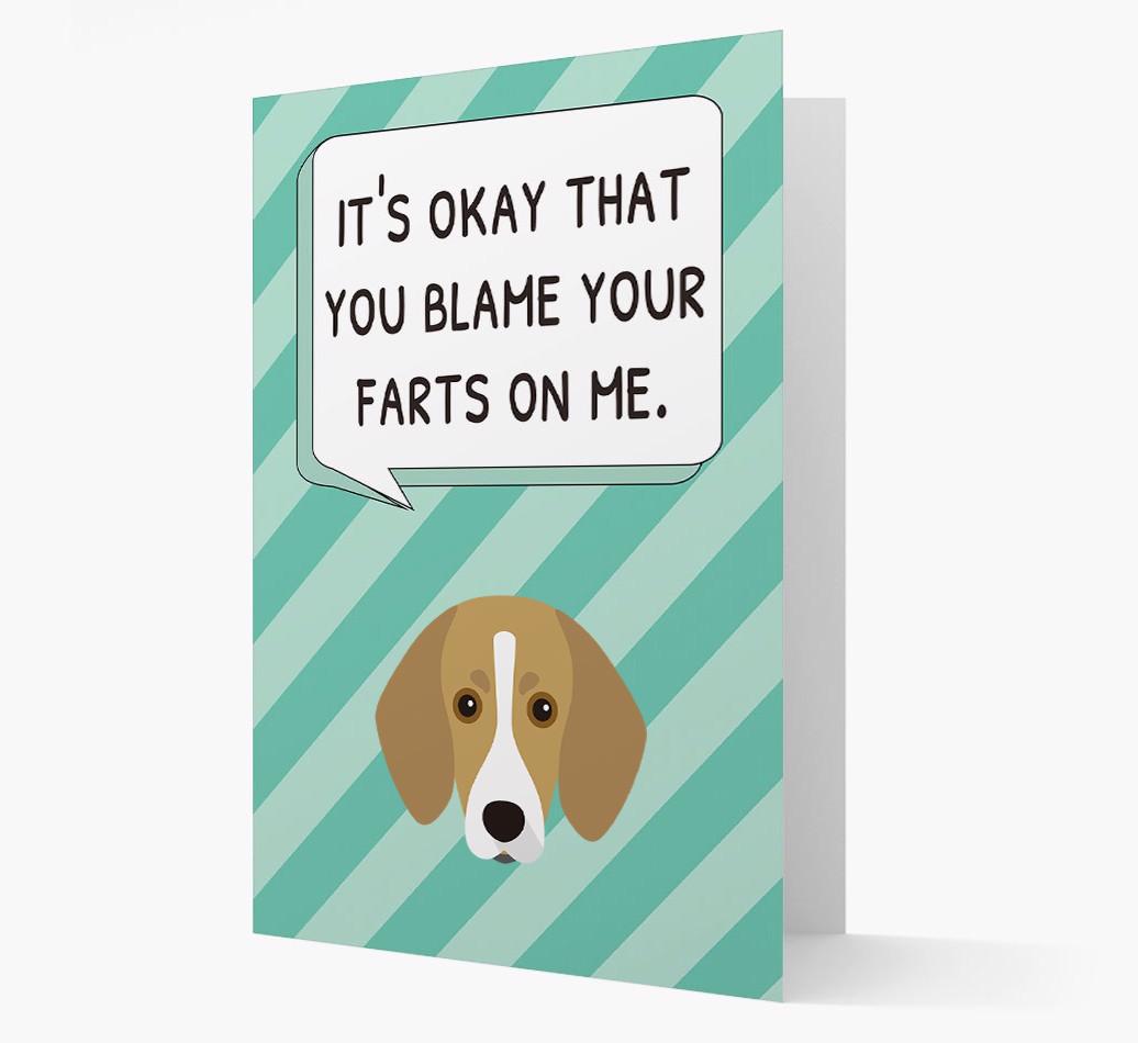 'Blame Your Farts on Me' Card with {breedFullName} Icon
