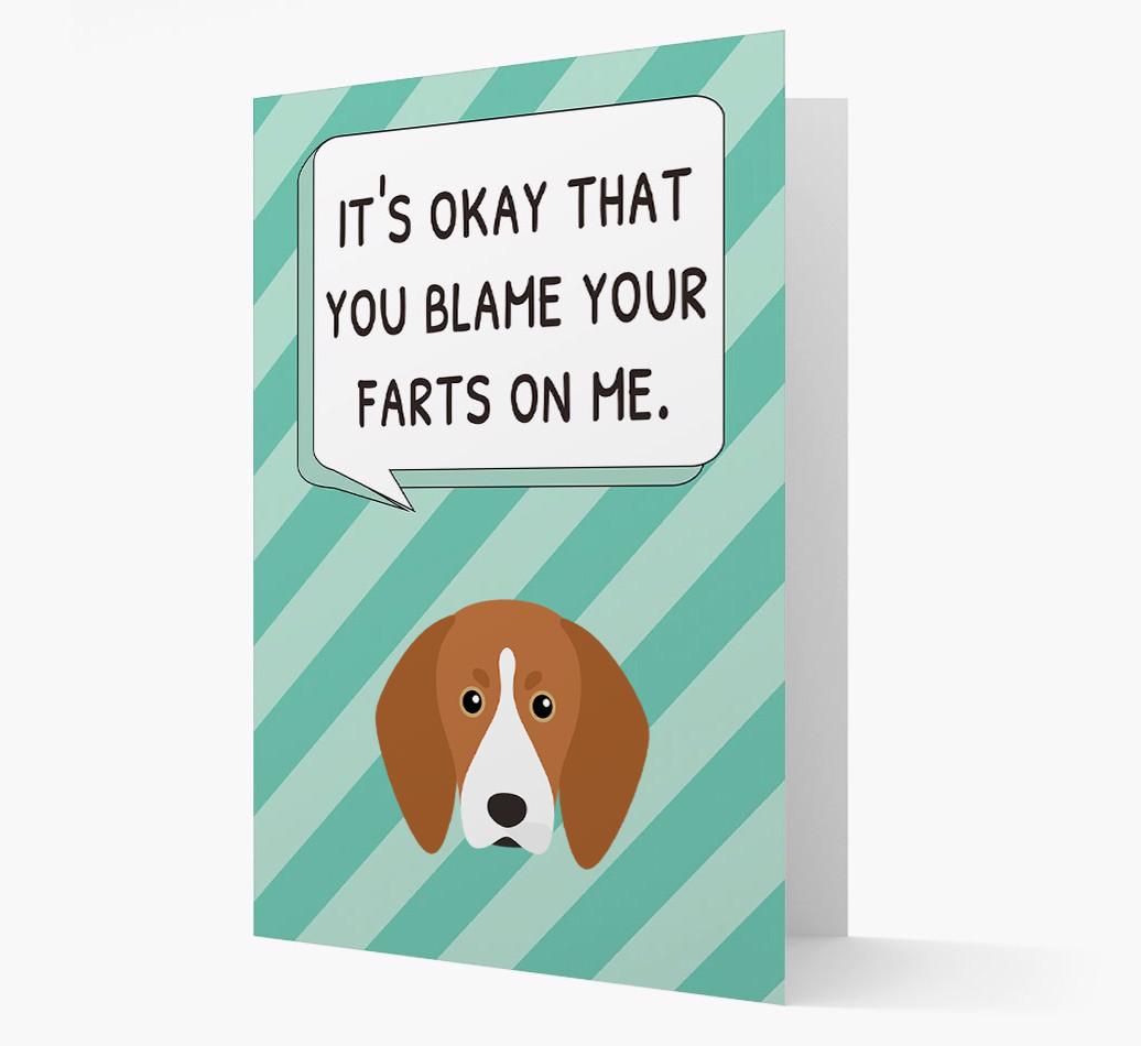 'Blame Your Farts on Me' Card with {breedFullName} Icon