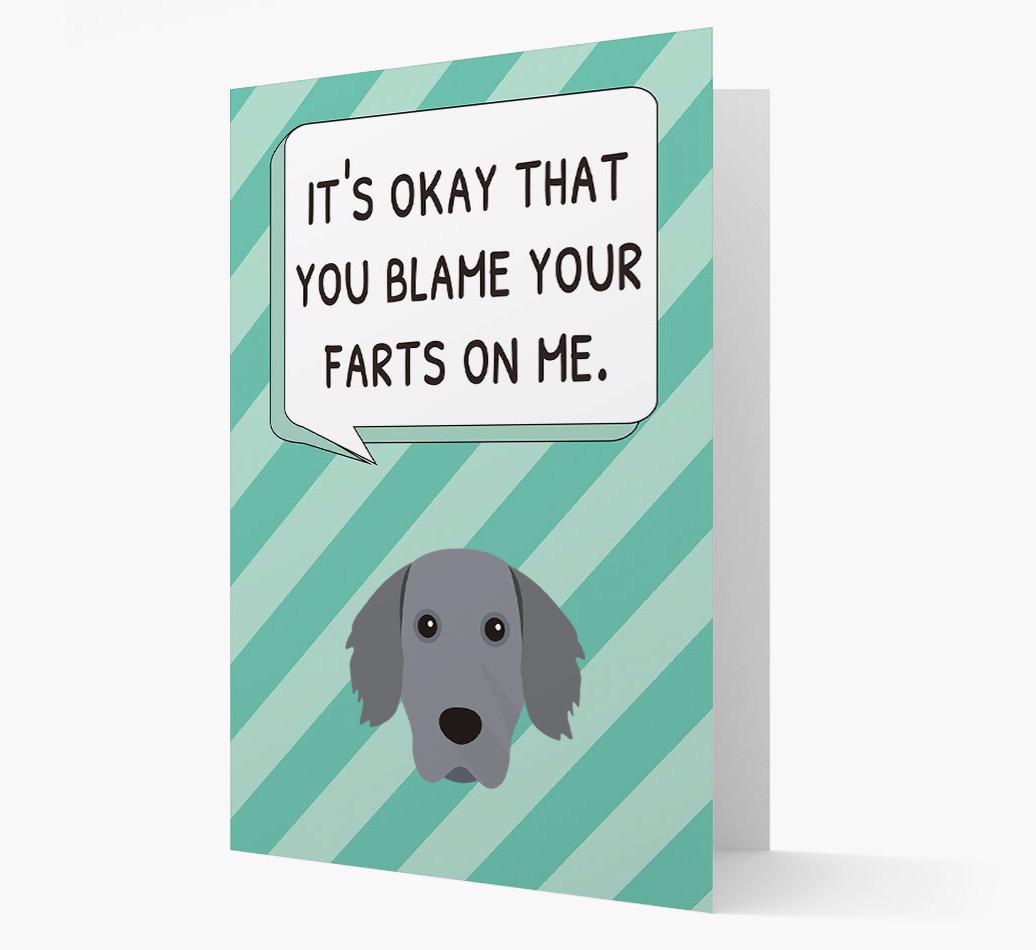 'Blame Your Farts on Me' Card with {breedFullName} Icon