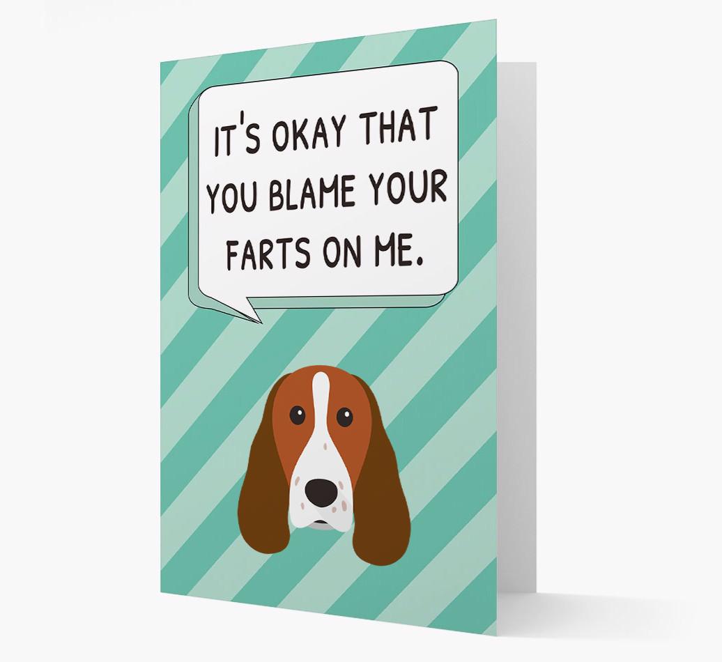 'Blame Your Farts on Me' Card with {breedFullName} Icon