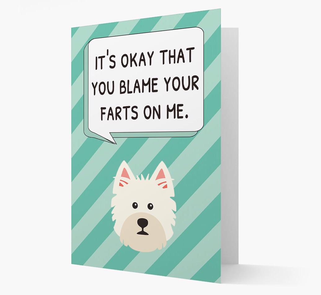 'Blame Your Farts on Me' Card with {breedFullName} Icon
