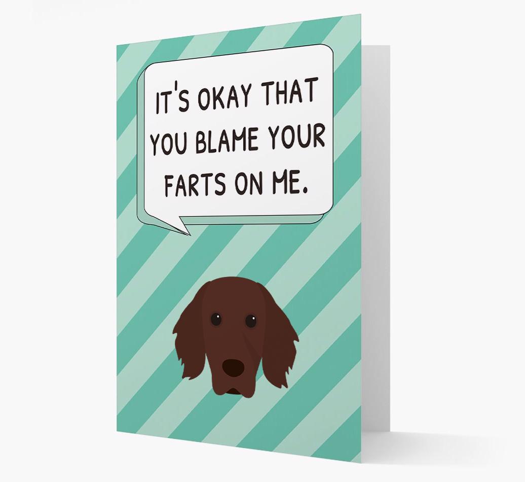 'Blame Your Farts on Me' Card with {breedFullName} Icon