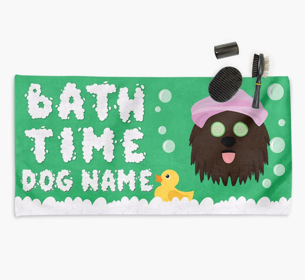 'Bubble Bath Time' Personalised Dog Towel for your {breedCommonName}