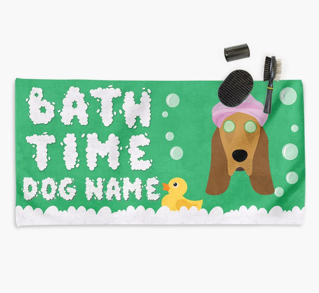 'Bubble Bath Time' Personalised Dog Towel for your {breedCommonName}