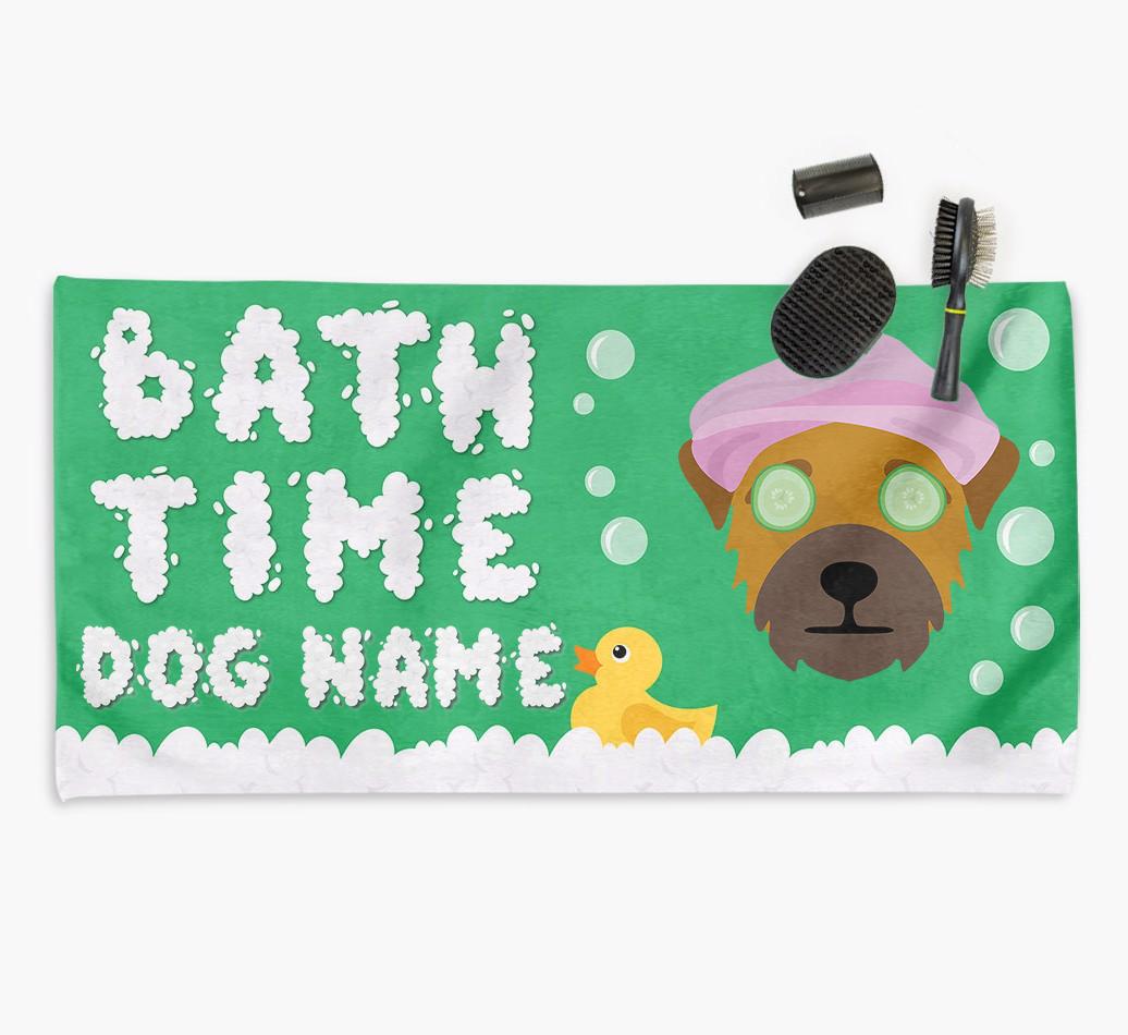 'Bubble Bath Time' Personalised Dog Towel for your {breedCommonName}