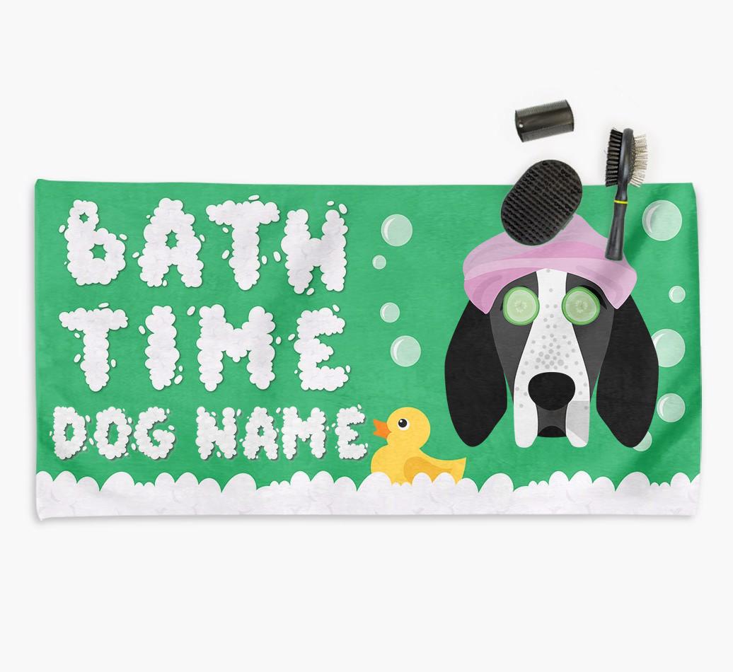 'Bubble Bath Time' Personalised Dog Towel for your {breedCommonName}