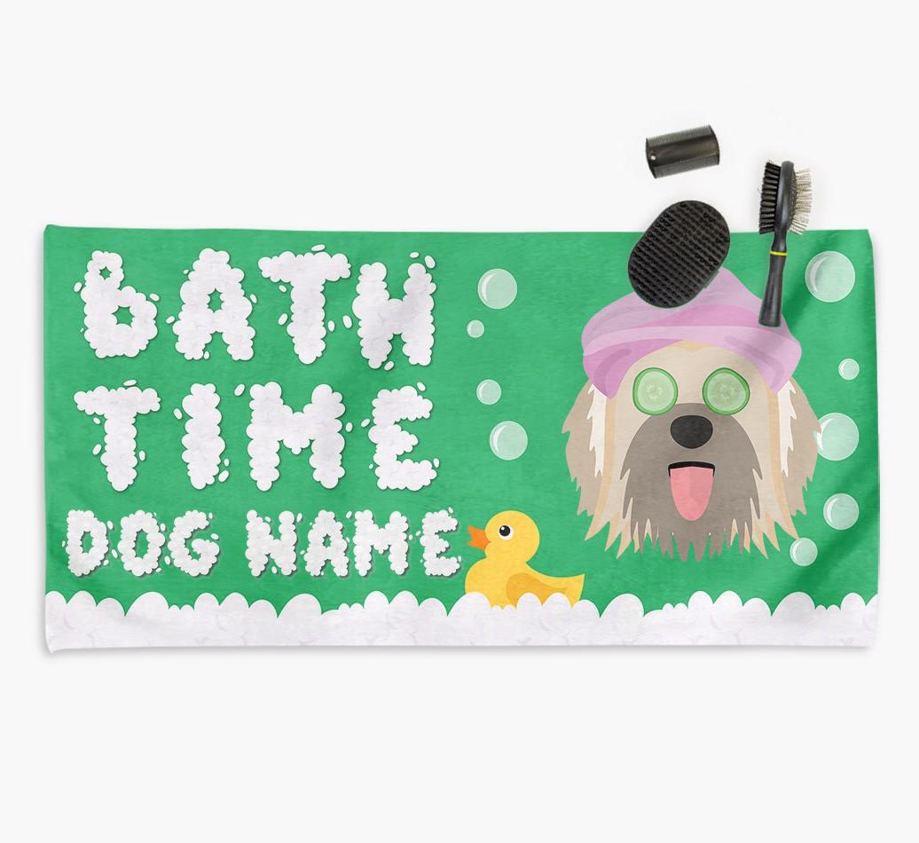 'Bubble Bath Time' Personalised Dog Towel for your {breedCommonName}