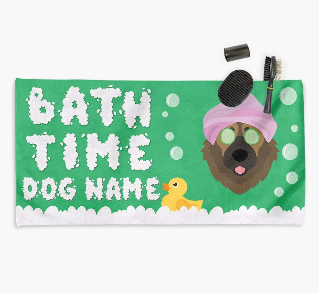 'Bubble Bath Time' Personalised Dog Towel for your {breedCommonName}