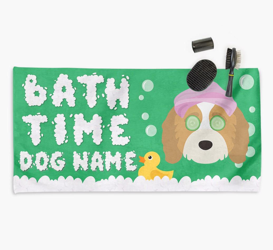 'Bubble Bath Time' Personalised Dog Towel for your {breedCommonName}