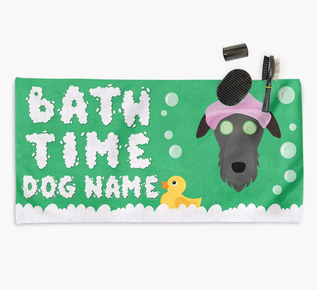 'Bubble Bath Time' Personalised Dog Towel for your {breedCommonName}