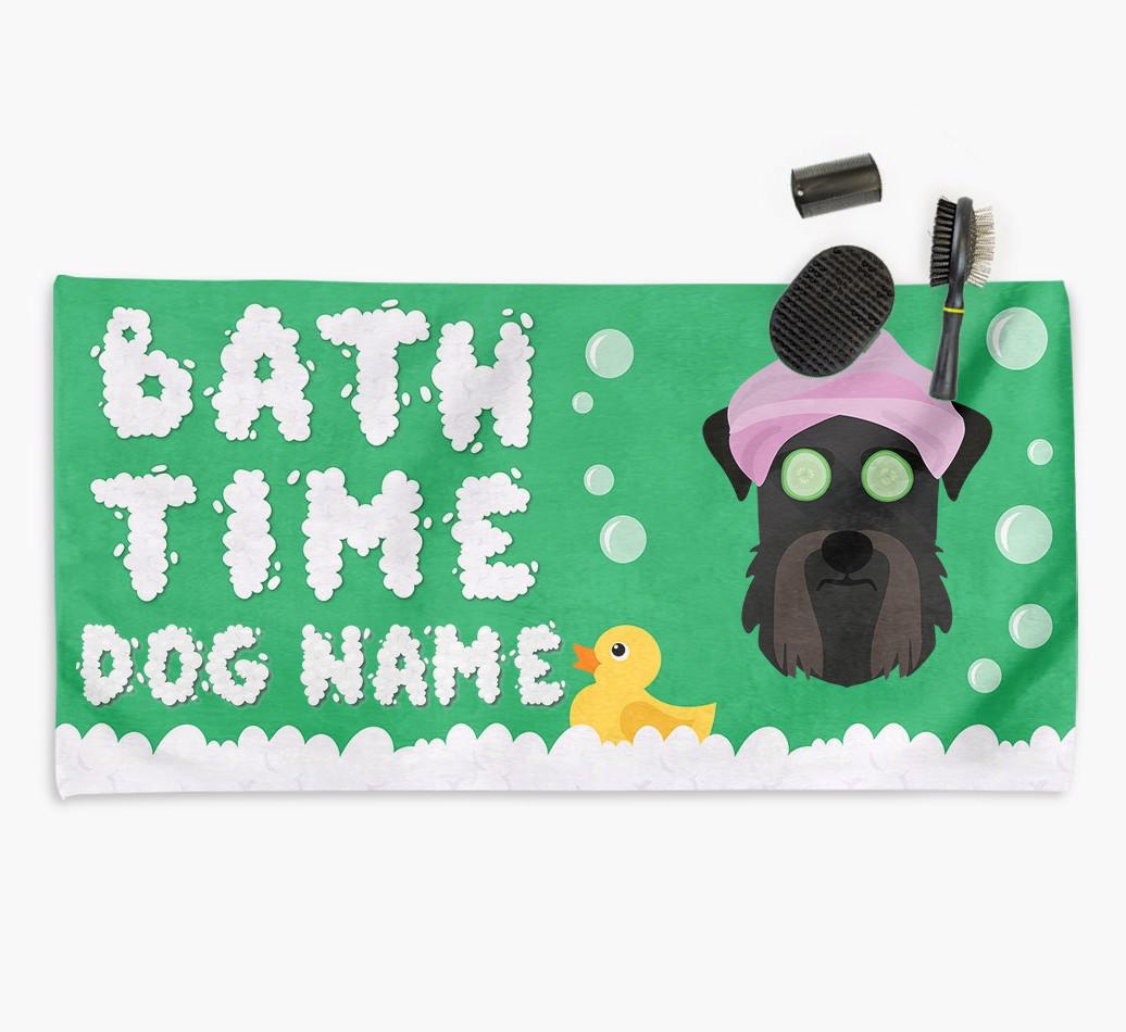 'Bubble Bath Time' Personalised Dog Towel for your {breedCommonName}