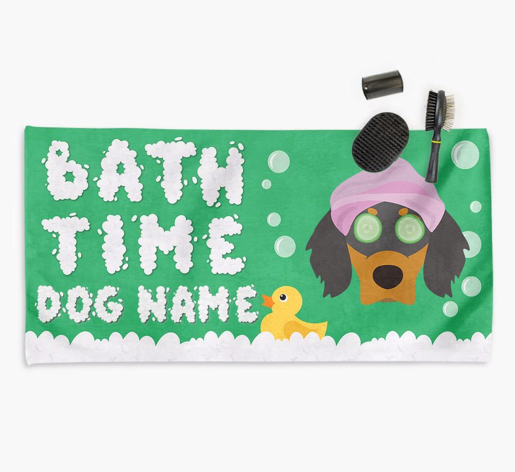 'Bubble Bath Time' Personalised Dog Towel for your {breedCommonName}