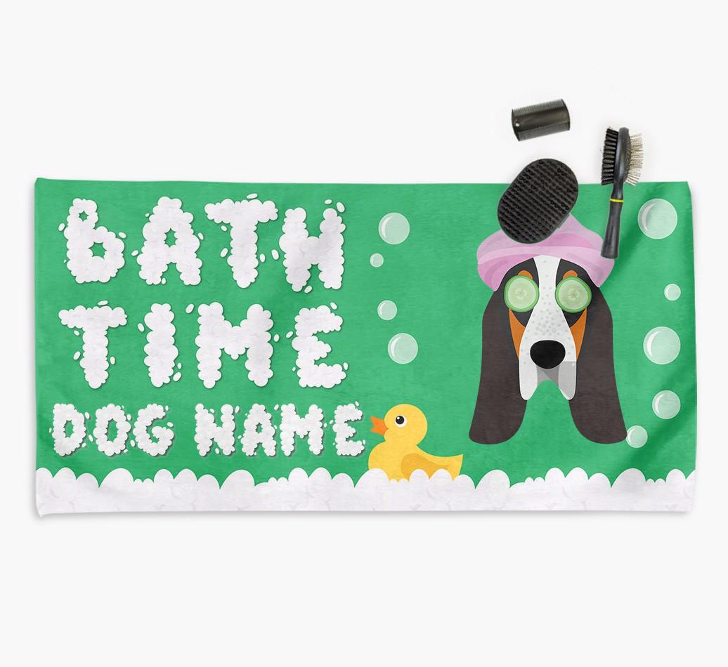 'Bubble Bath Time' Personalised Dog Towel for your {breedCommonName}