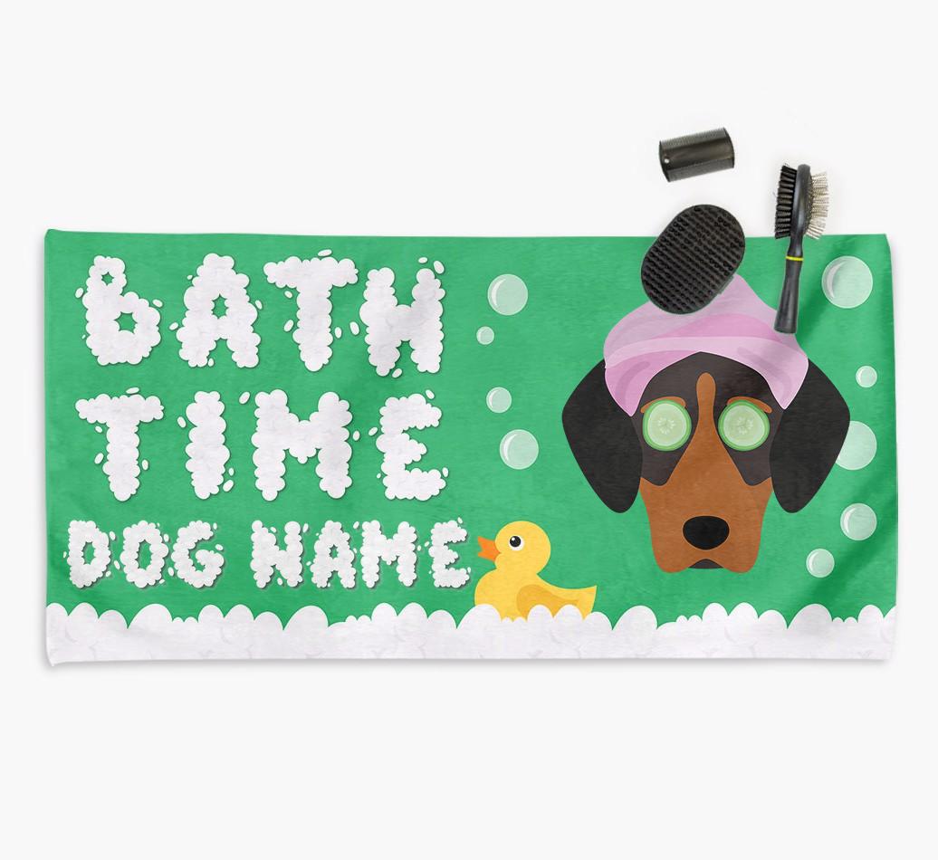 'Bubble Bath Time' Personalised Dog Towel for your {breedCommonName}
