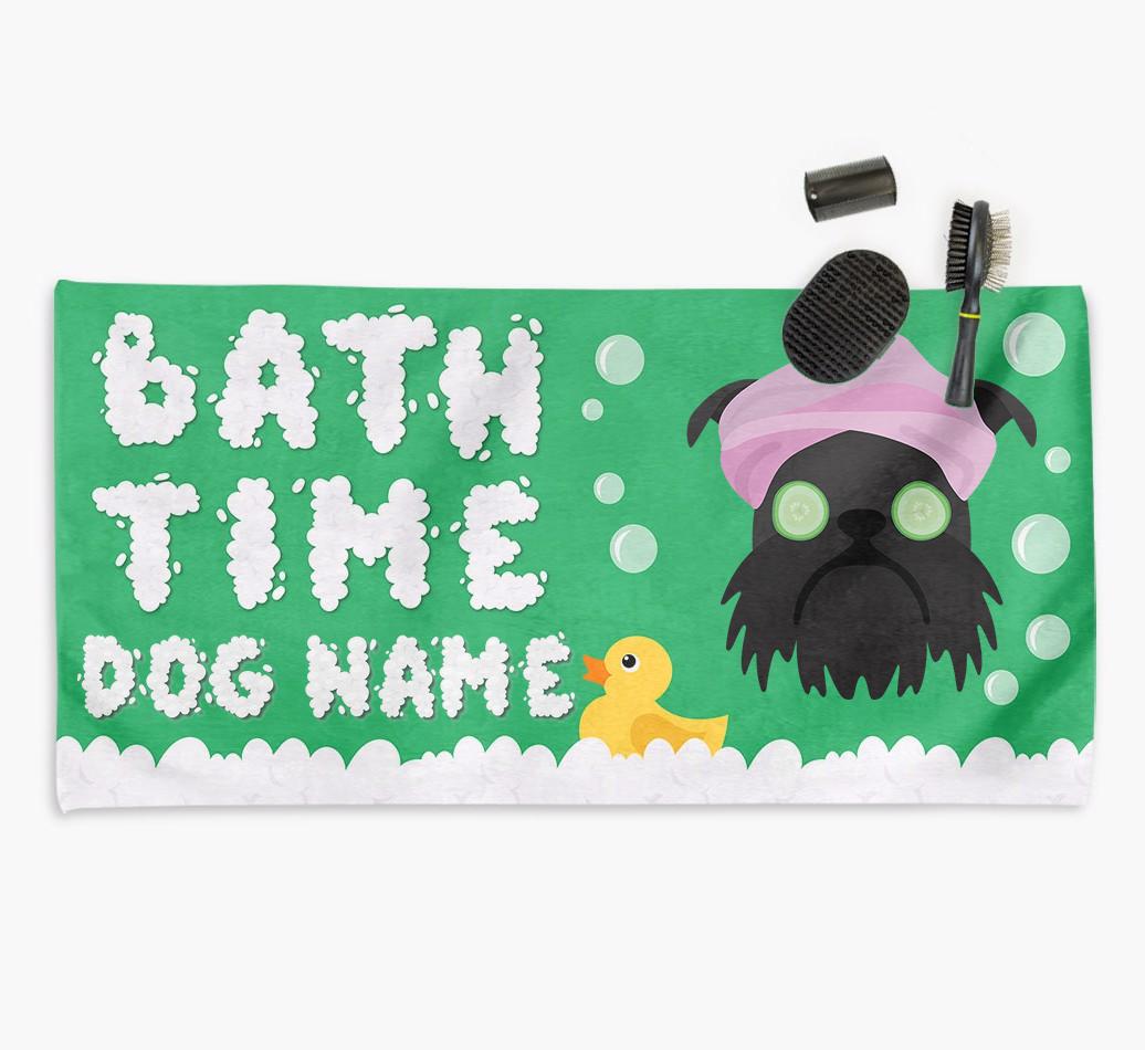 'Bubble Bath Time' Personalised Dog Towel for your {breedCommonName}