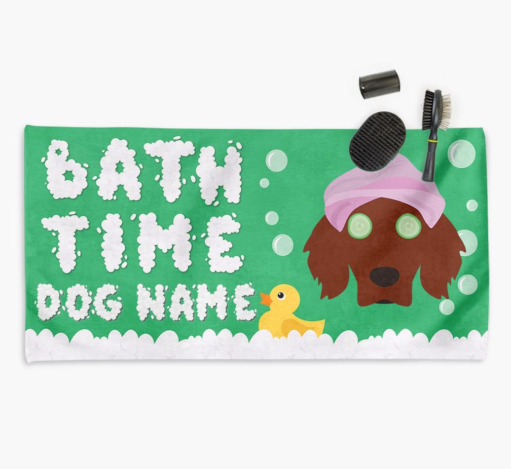 'Bubble Bath Time' Personalised Dog Towel for your {breedCommonName}