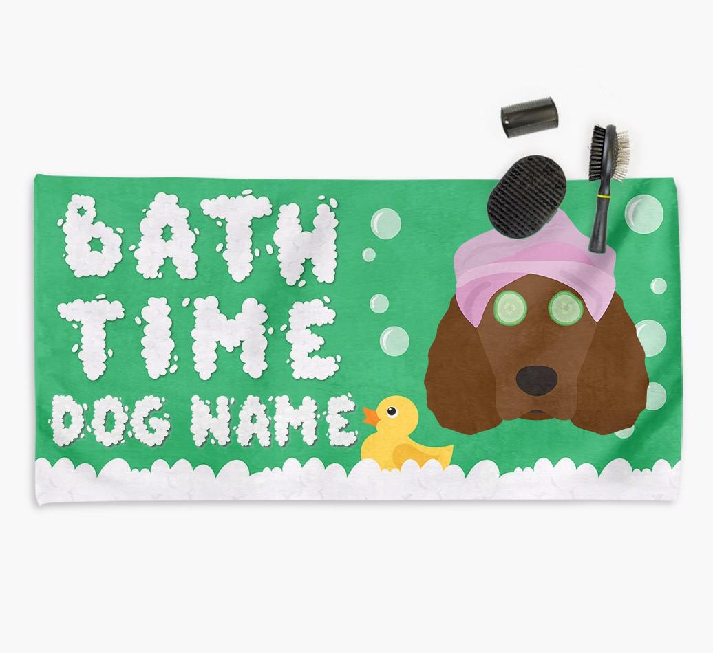'Bubble Bath Time' Personalised Dog Towel for your {breedCommonName}