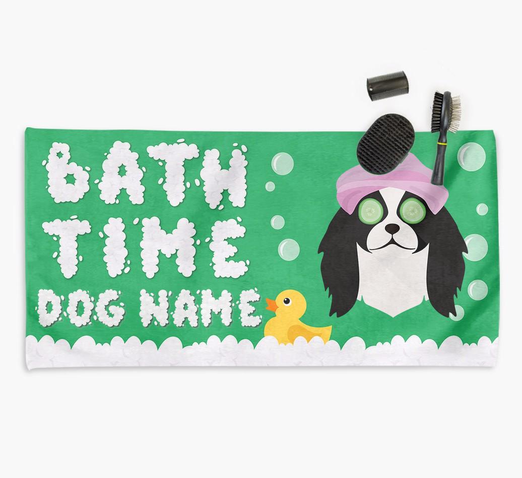 'Bubble Bath Time' Personalised Dog Towel for your {breedCommonName}