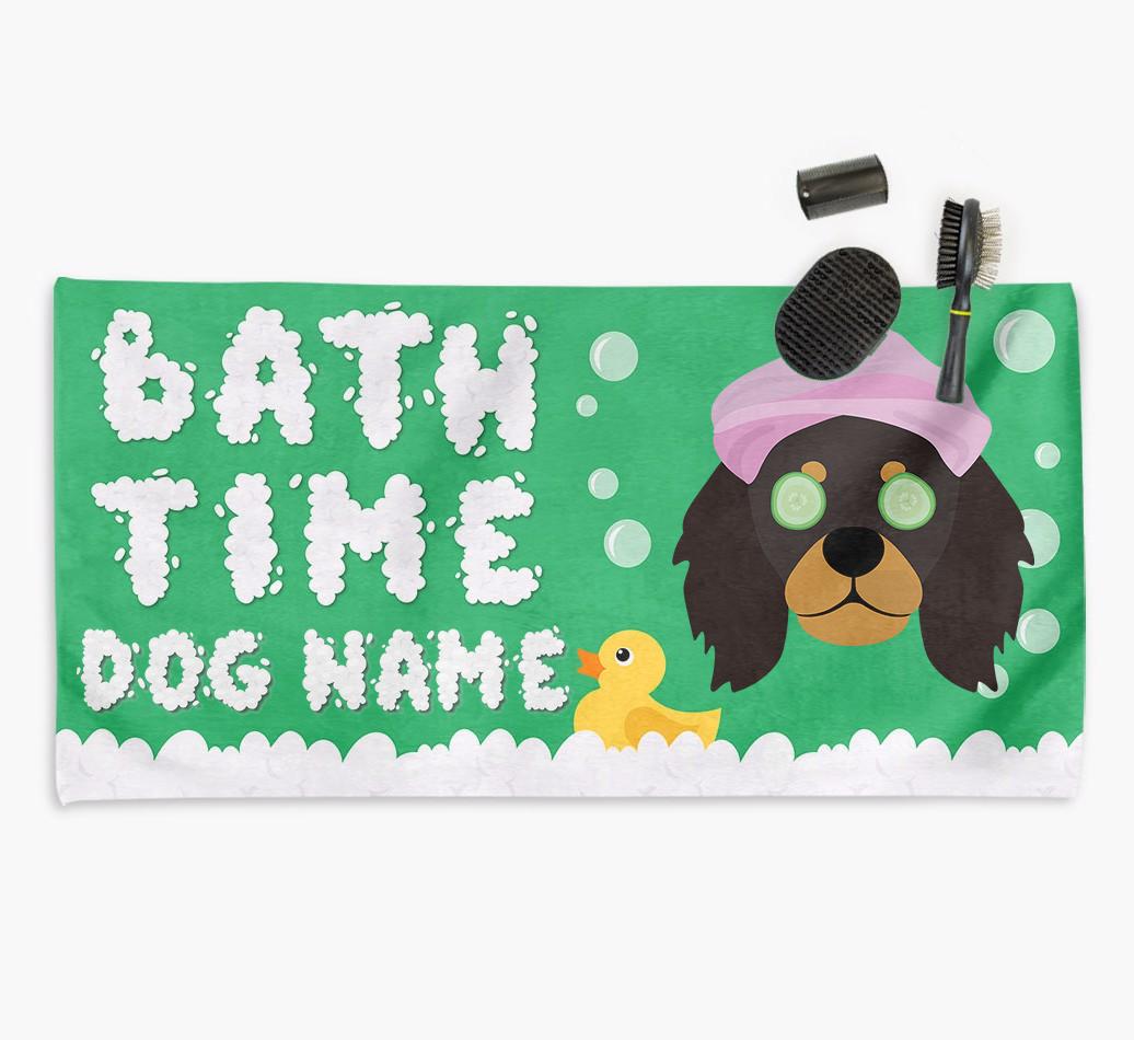 'Bubble Bath Time' Personalised Dog Towel for your {breedCommonName}