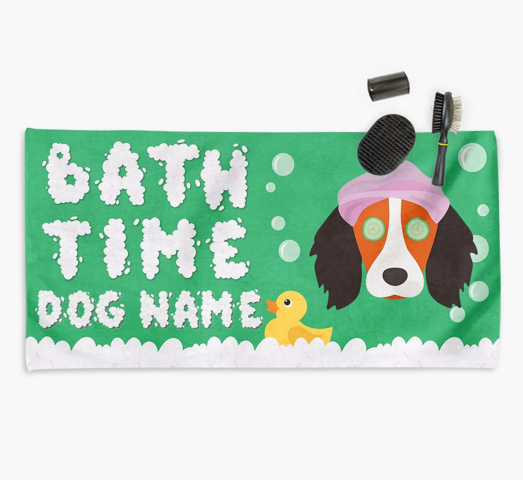 'Bubble Bath Time' Personalised Dog Towel for your {breedCommonName}