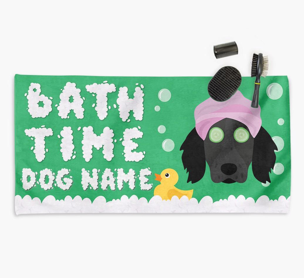'Bubble Bath Time' Personalised Dog Towel for your {breedCommonName}