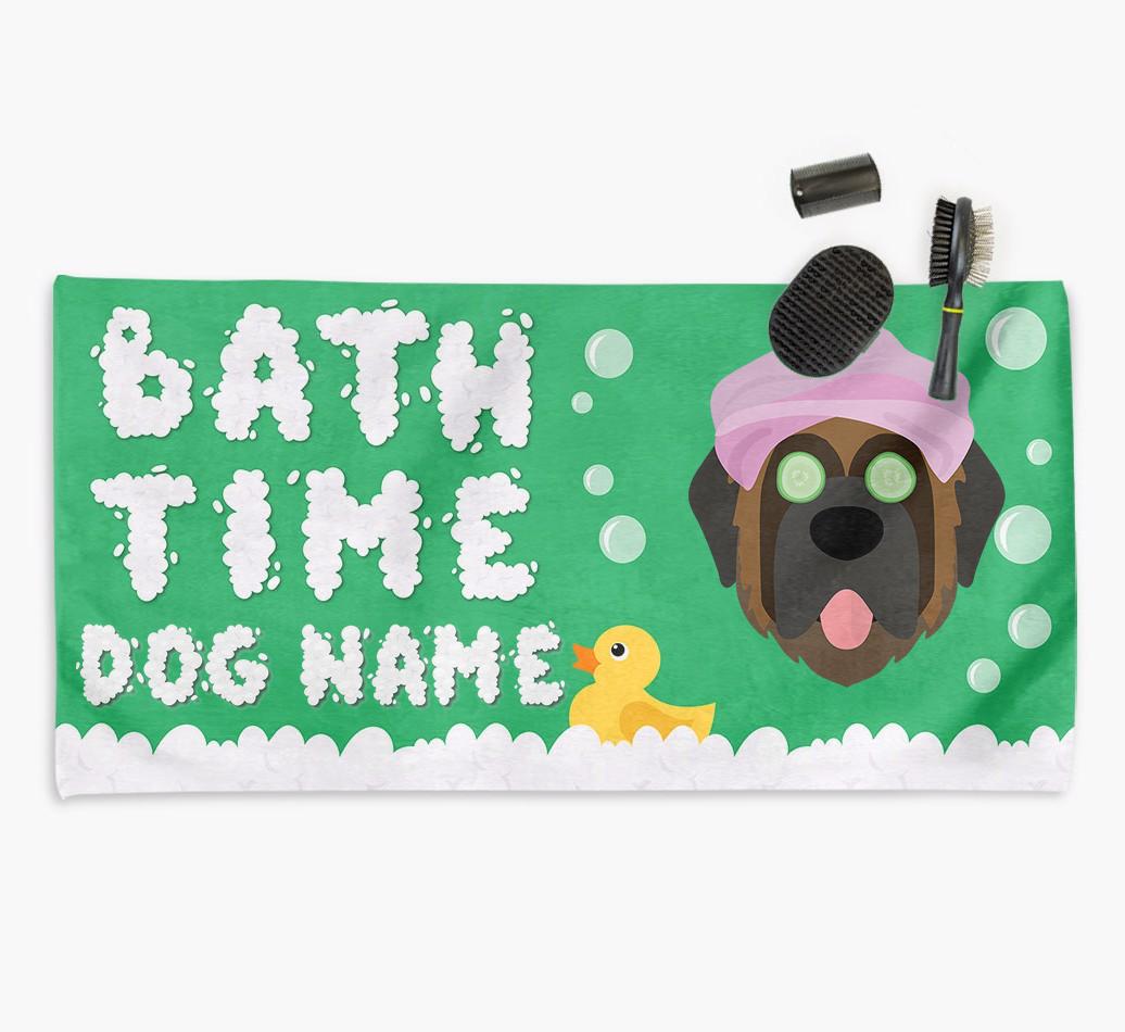 'Bubble Bath Time' Personalised Dog Towel for your {breedCommonName}