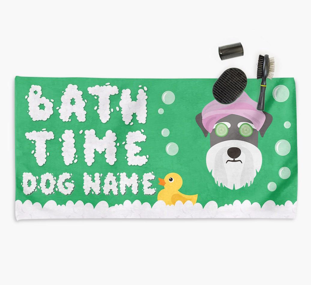 'Bubble Bath Time' Personalised Dog Towel for your {breedCommonName}