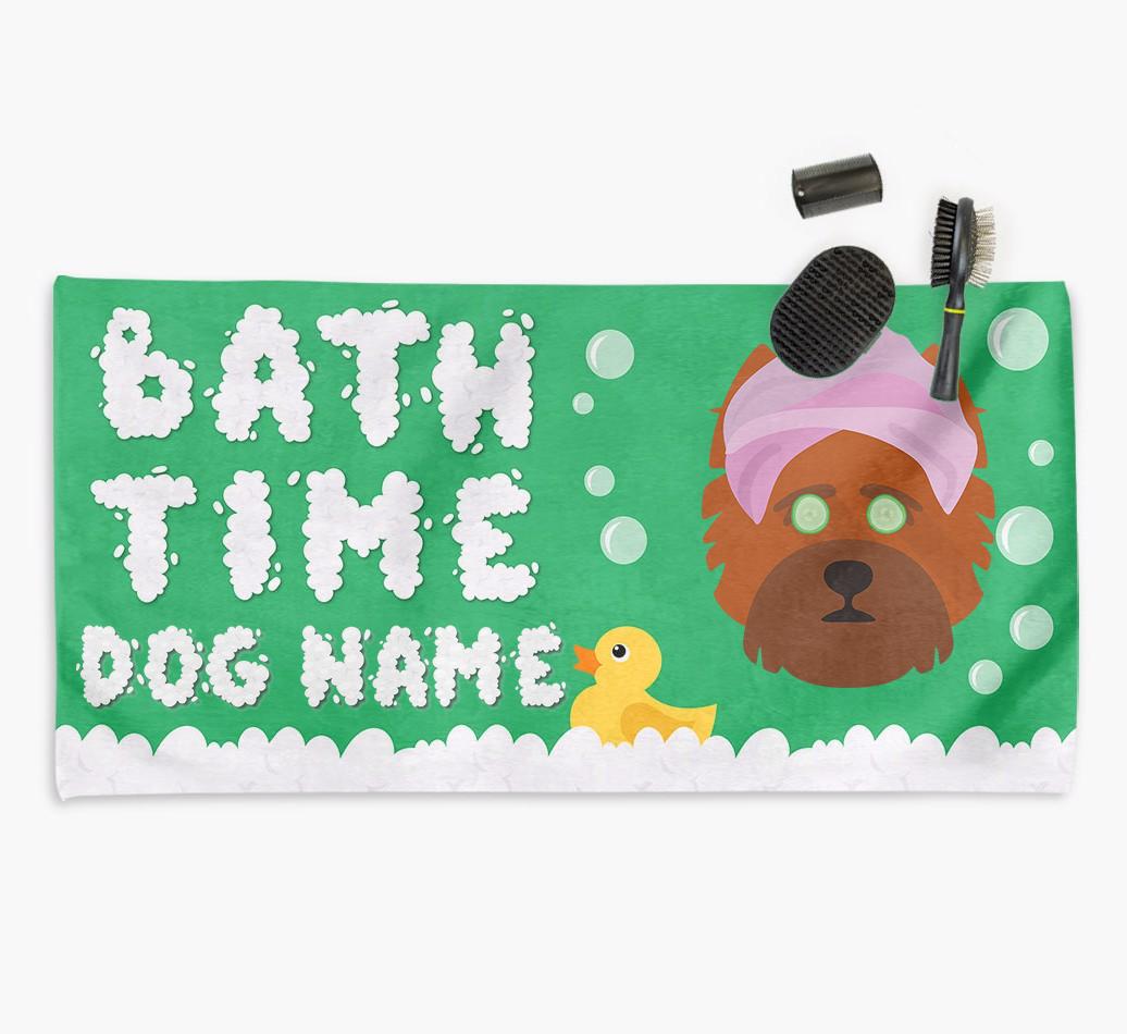 'Bubble Bath Time' Personalised Dog Towel for your {breedCommonName}